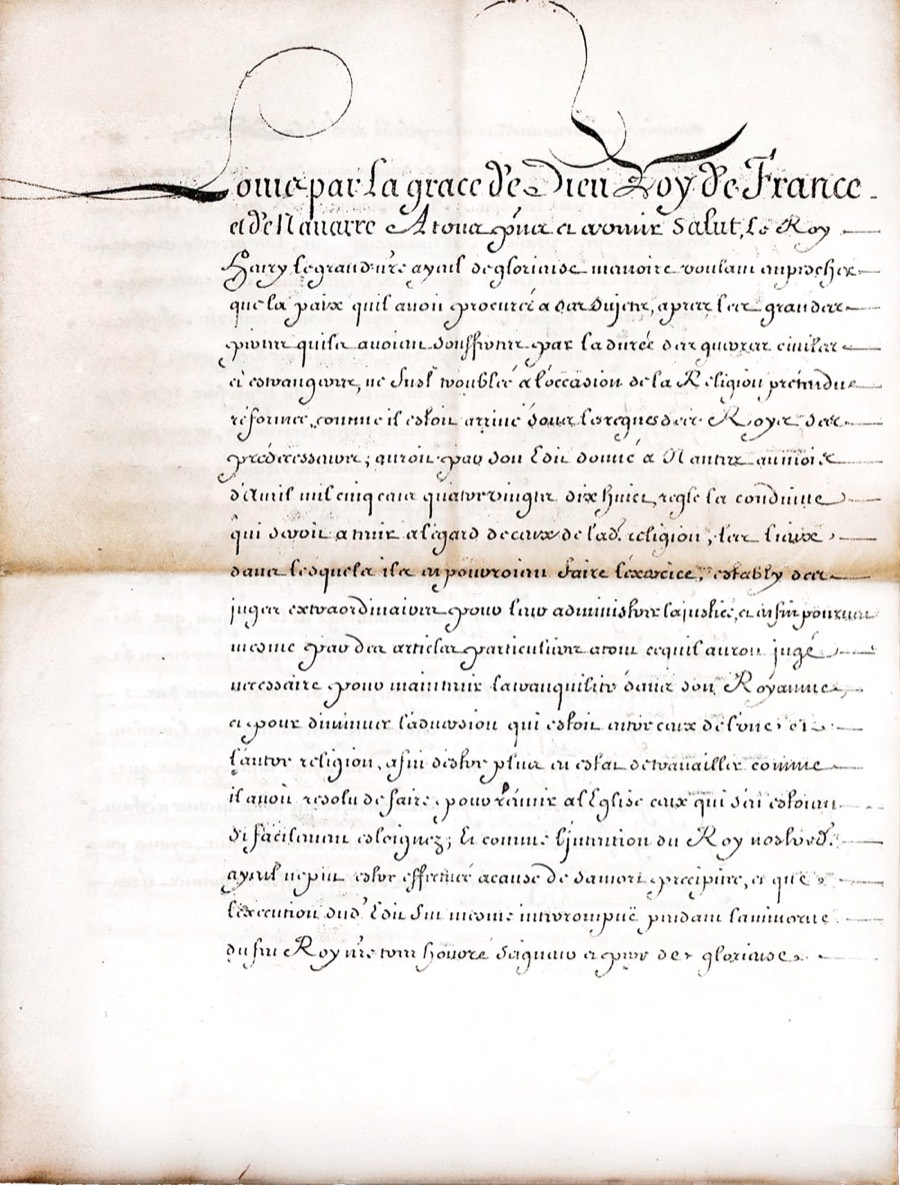 Le manuscrit de l’Édit de Nantes (1598)